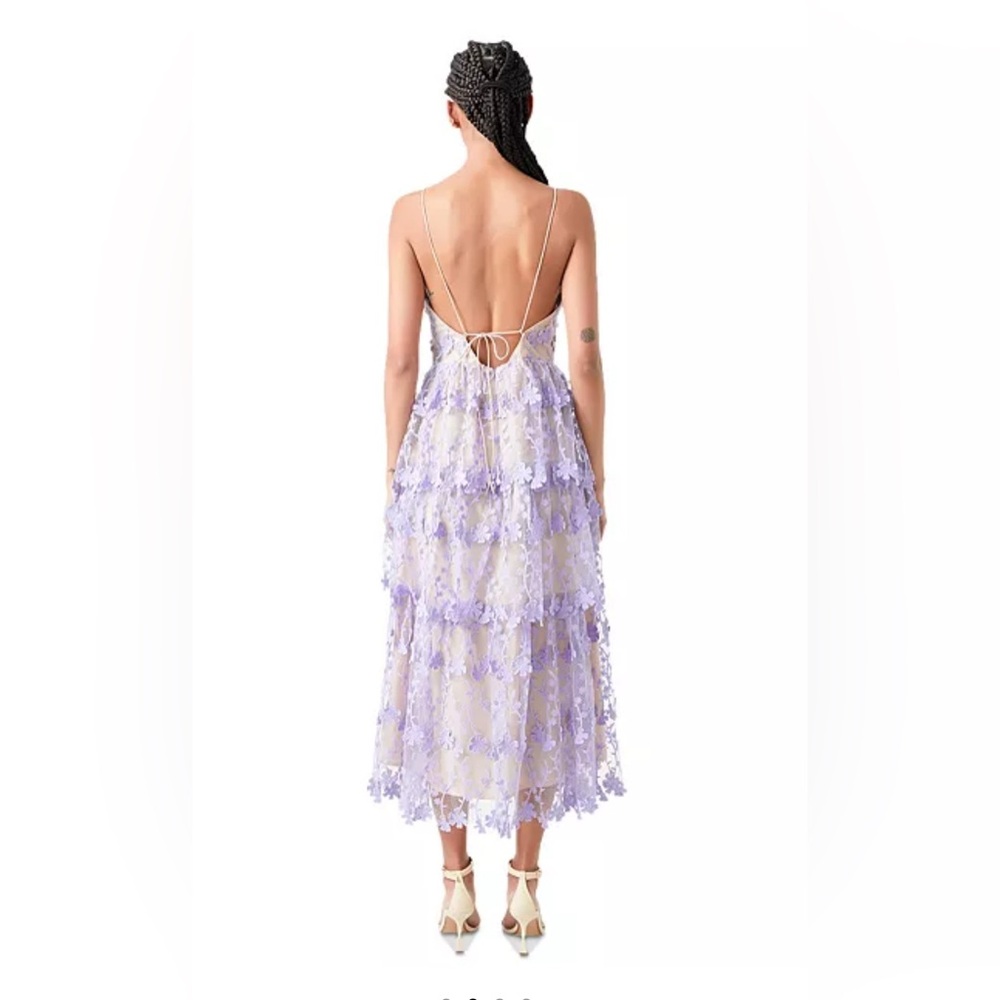 Endless Rose Lavender Floral Embroidered Tiered Lace Midi Dress - Picture 4 of 15